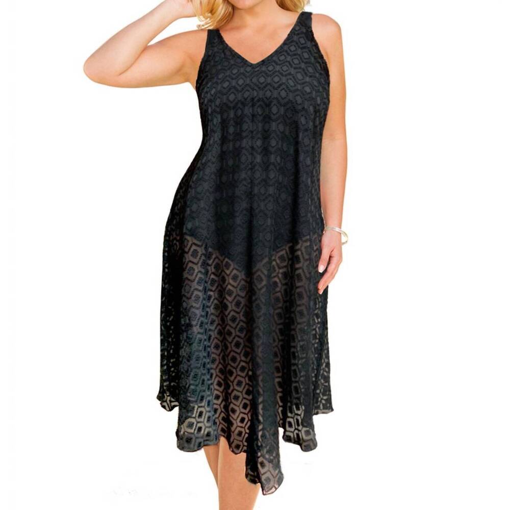 NEW ALWAYS FOR ME plus size v-bottom cover up dress in afm black